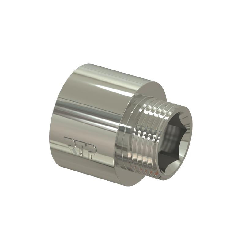 Переходник под ключ-звездочку латунь внутр./наружн. резьба 1/2х1/2дюйм никель RTP 33626