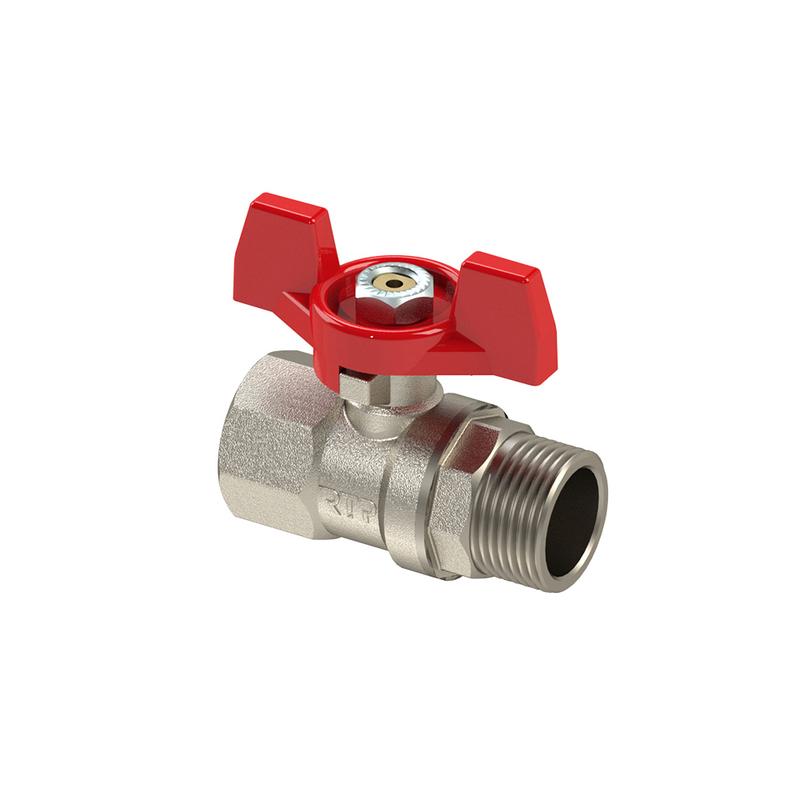 Кран шаровой ручка бабочка латунь внутр./наружн. резьба 1 1/4дюйм PN25 никель RTP 34648