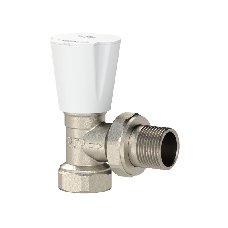 Вентиль для радиатора угловой латунь 1/2дюйм никель (инд. упак.) RTP 34861