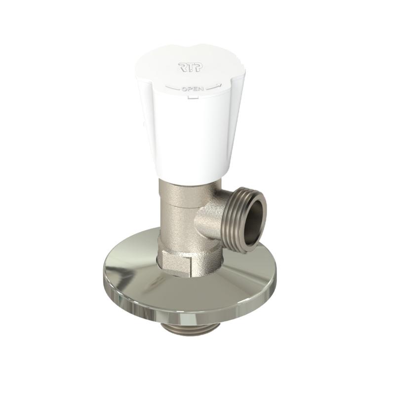 Вентиль угловой удлиненный латунь 1/2х1/2дюйм никель RTP 36157