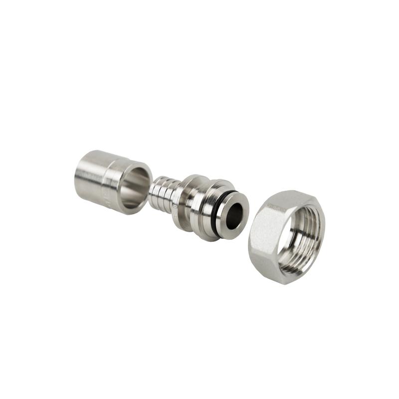 Муфта с накидной гайкой (евроконус) аксиальная латунь 16х22х3/4дюйм никель RTP 37782