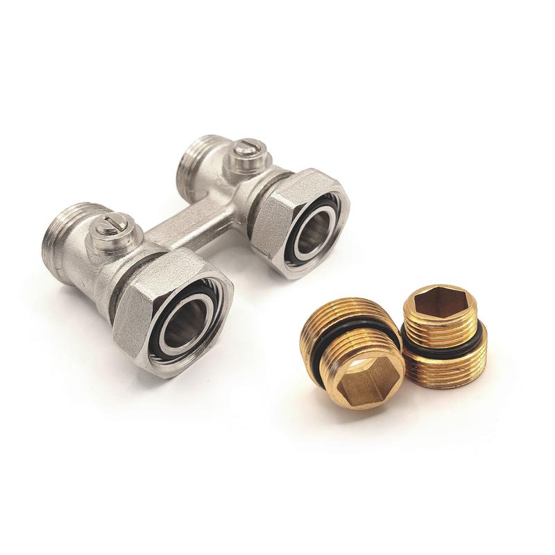 Узел Н-образный для нижнего подкл. радиатора прямой латунный 3/4 никель RTP 38070