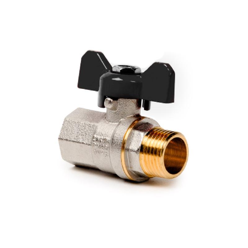 Кран шаровой ручка рычаг латунь внутр./наружн. резьба 2дюйм PN40 никель RTP 38390