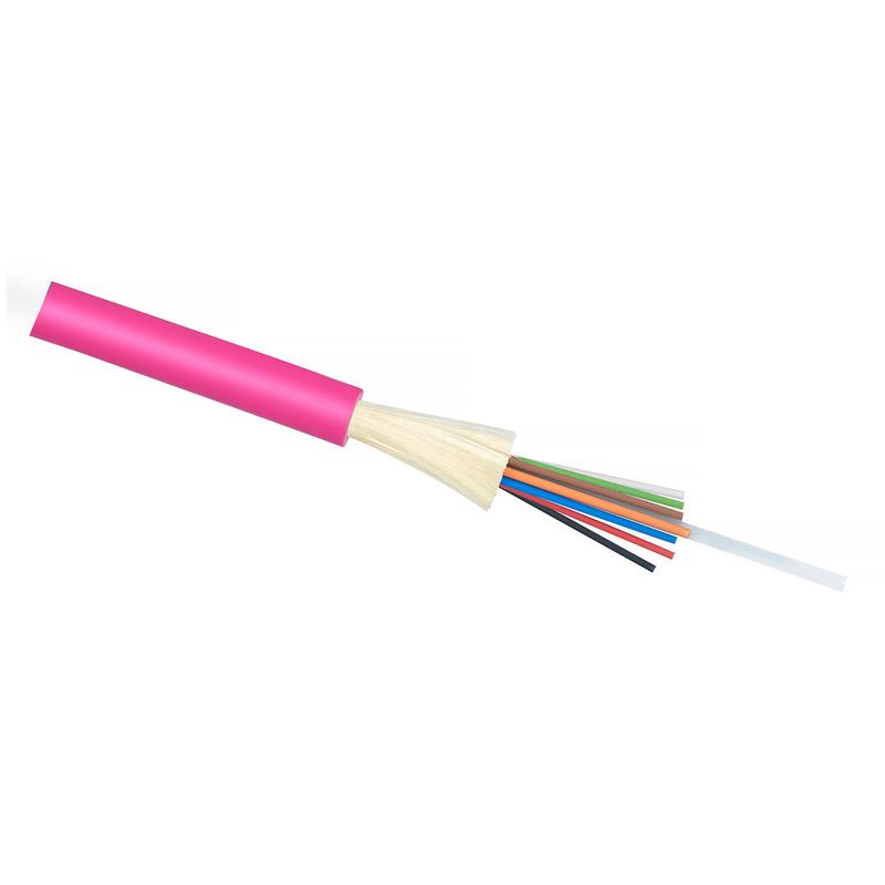 Кабель волоконно-оптический 50/125 (OM4) многомод. 12 волокон плотное буферное покрытие (tight buffer) для внутр. прокладки -25-+50град.C LSZH маджента RAL 4010 Cabeus 8714c