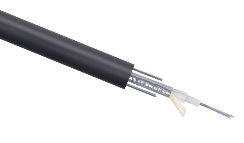 Кабель волоконно-оптический 9/125 одномод. 8 волокон loose tube бронир. стальн. лентой и стальн. проволоками для внешн. прокладки -40-+70град.C PE черн. Cabeus 10120c