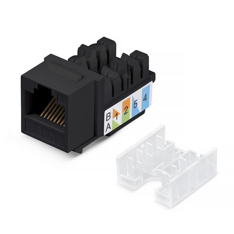 Вставка Keystone Jack RJ45 кат.6 заделка тип 110 черная со стяжкой Cabeus 10102c