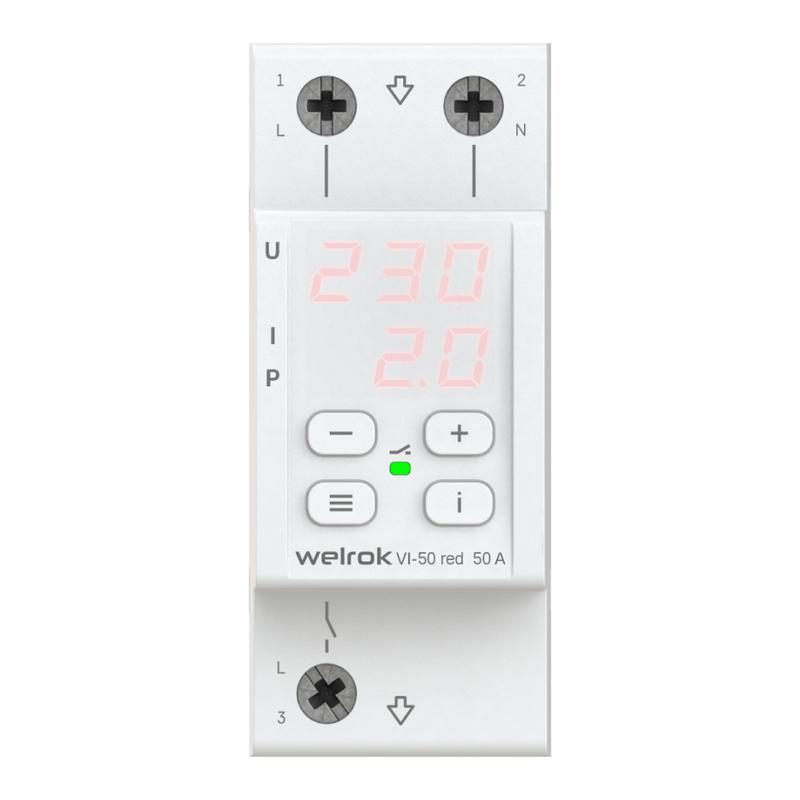 Реле напряжения с контролем тока VI-50 red Welrok 4660251140267