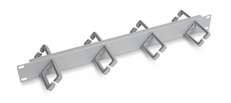 Органайзер кабельный горизонтальный 19дюйм 1U двухсторонний JB08-1U-45-GY 8 пластиковых колец под углом 45град. Cabeus 10631c