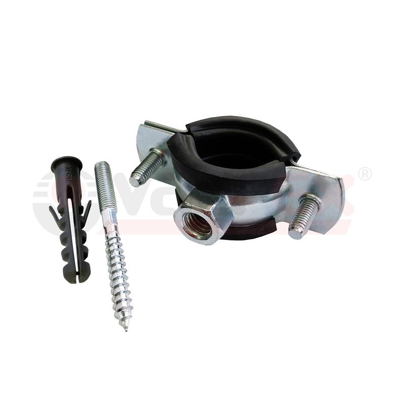 Хомут с резиновым уплотнением 3/4дюйм (в компл. шпилька М8х80 и дюбель) (150) оцинк. VALFEX 45WR-28