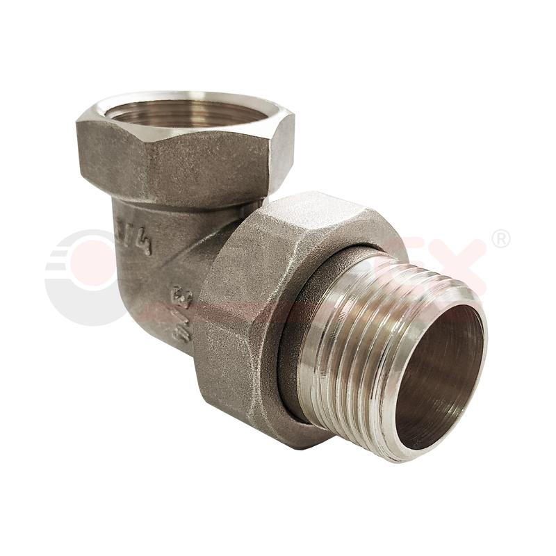 Сгон никелированный разъемный угловой (американка) ВР-НР 1/2дюйм (90/10) VALFEX VF.098.N.012