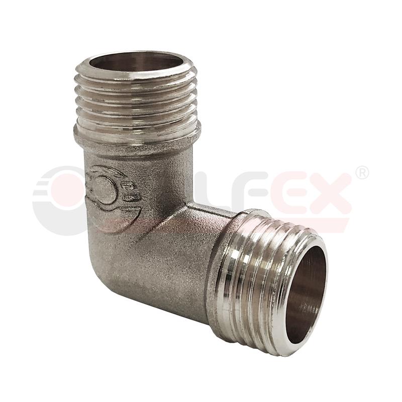 Угольник никелированный с наружной резьбой НР-НР 3/4дюйм (60/10) VALFEX VF.093.N.034