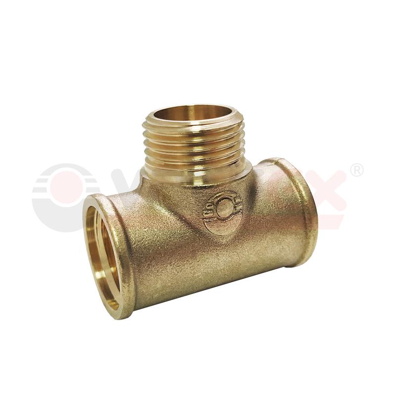 Тройник переходной с переходом на наружную резьбу ВР 3/4дюймхНР 1/2дюймхВР 3/4дюйм (80/5) VALFEX VF.132.L.034.012.034