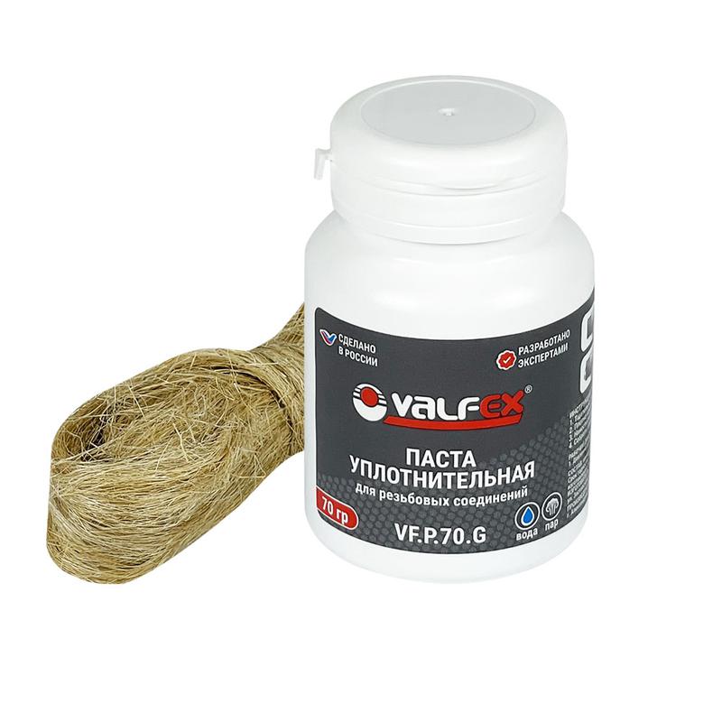 Комплект для герметизации паста уплотнительная (70г)+лен (14г) (вода. пар) (100) VALFEX VF.PL.70.G