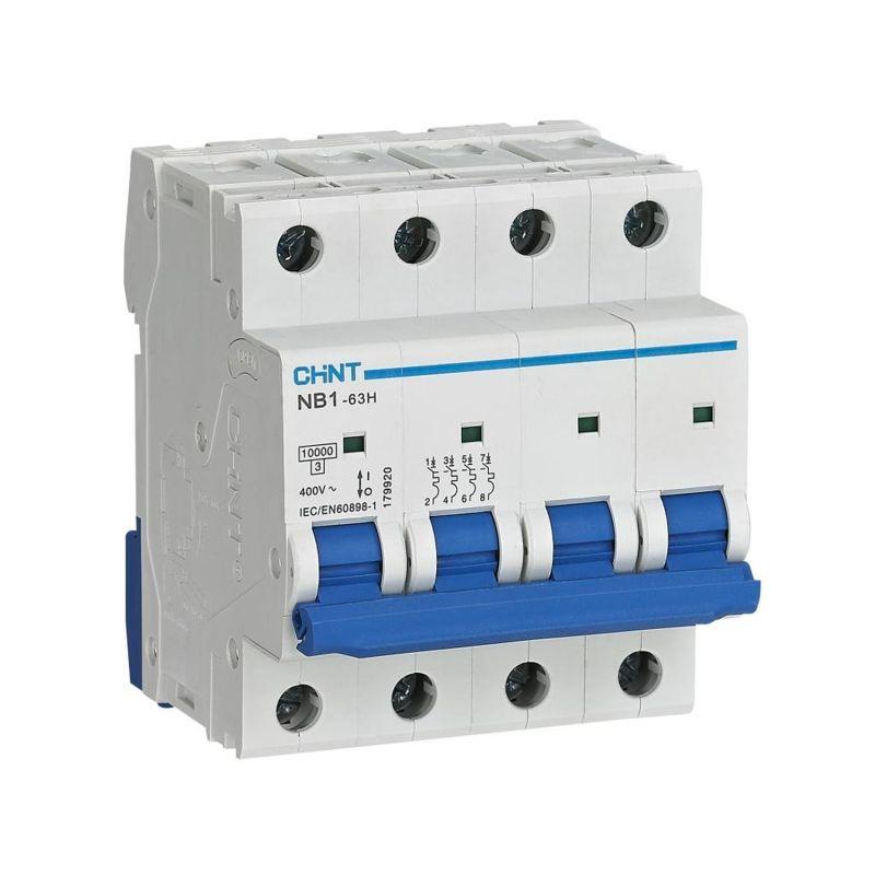 Выключатель автоматический модульный 4п D 63А 10кА NB1-63H (R) CHINT 179934