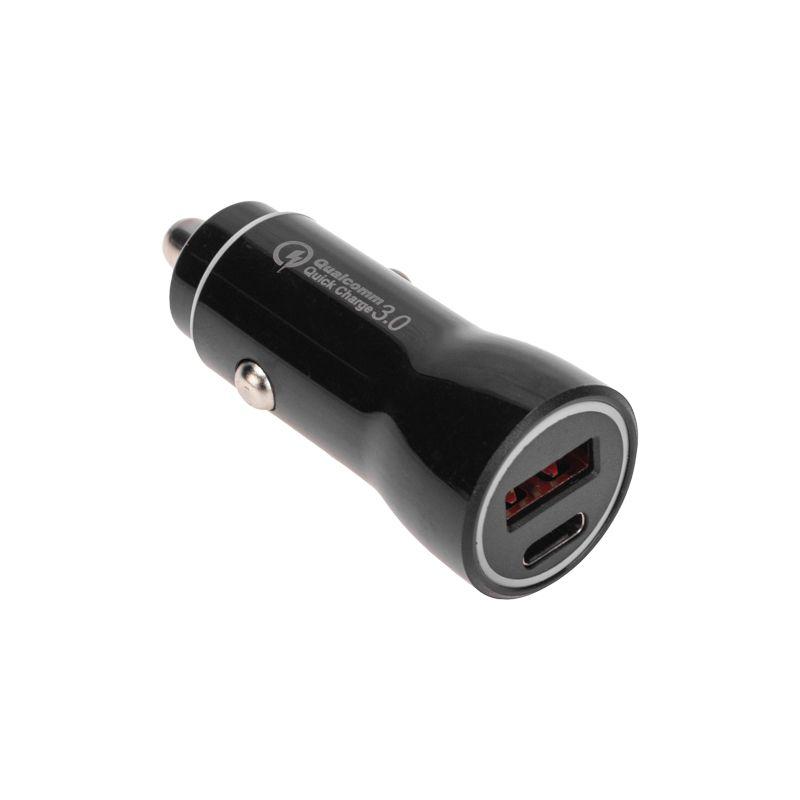 Автозарядка в прикуриватель АЗУ USB-A (QC 3.0)+USB-C (PD) 38Вт черн. Rexant 18-1200