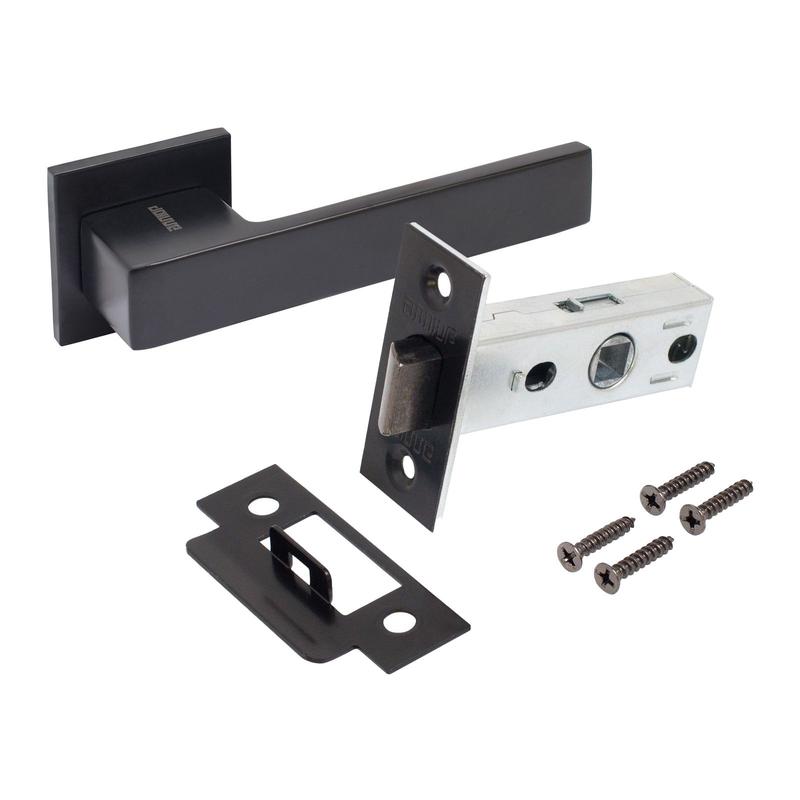 Комплект ручка и защелка АРТ "РИНГО" BL+L45-8 BL (83150/S45) матов. черн. Аллюр 15 723