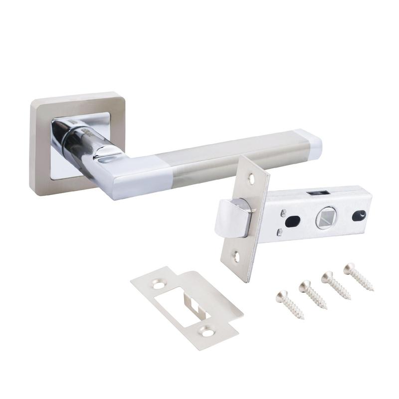 Комплект ручка и защелка АРТ "ВЕНСАН" SN/CP+L45-8 SN (2682/S45) матов. никель/хром Аллюр 14 665