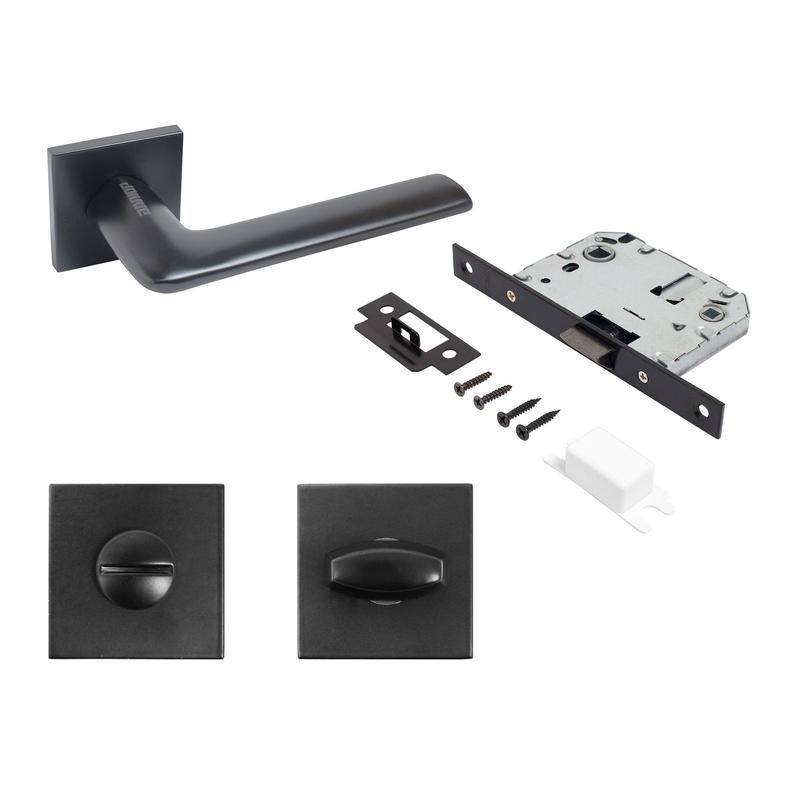 Комплект ручка и защ с фикс АРТ "ТИНА" BL+L7050S BL+BK-S2 BL (88150/S7050) матов. черн. Аллюр 15 718