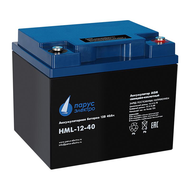 Батарея аккумуляторная HML-12-40 свинцово-кислотная 12В/40А.ч ПарусЭлектро HML-12-40