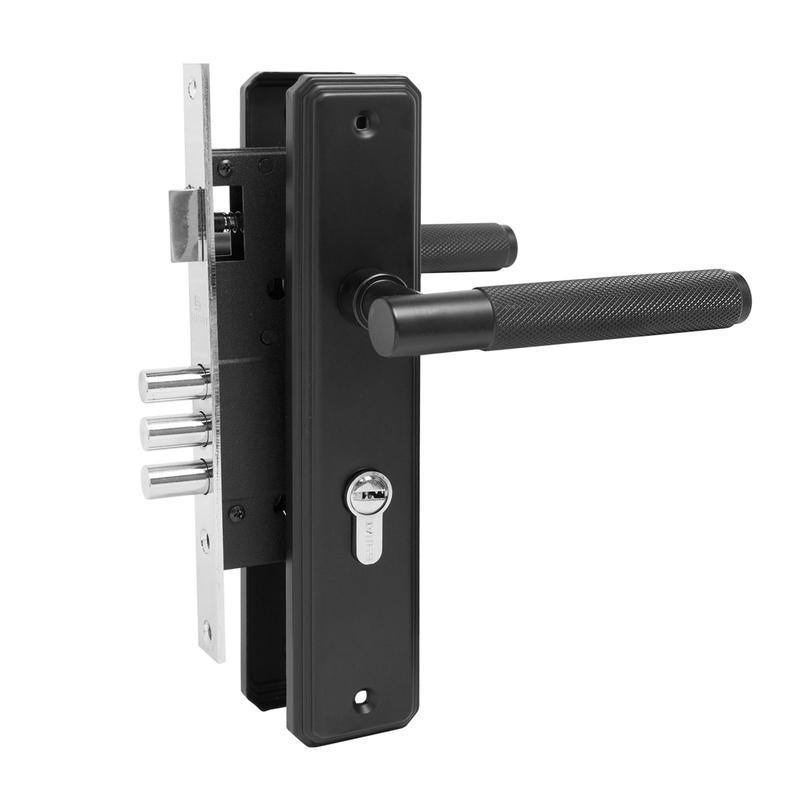 Замок врезной с ручкой ЗВ4-3.70.02.02 ФЕРОНА 5 перфорир. ключей черн. Булат 15 004