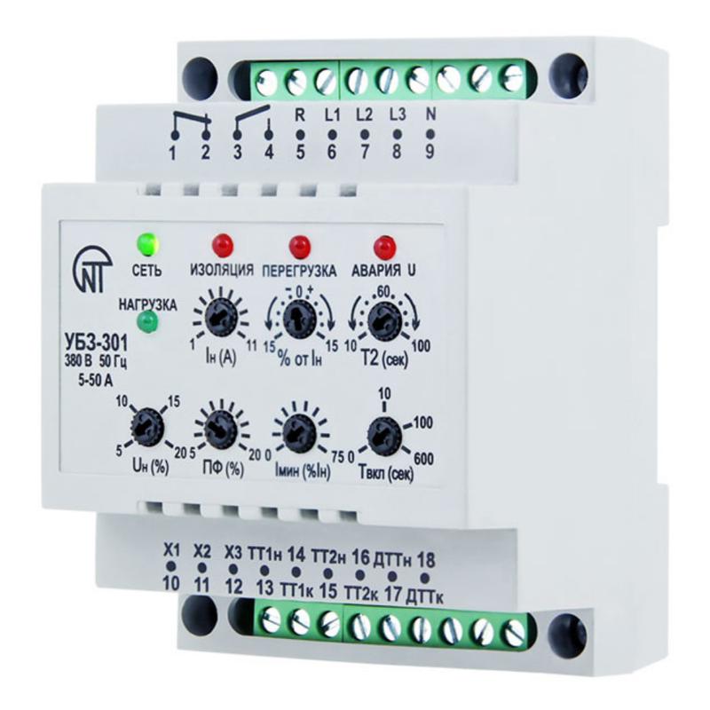 Блок защиты УБЗ-301 5-50А380В ном.ток двигателя -5-50А (трансформаторы тока (Т/Т) в компл.) d диф.трансформатора 100мм НовАтек-Электро 3425605301-100