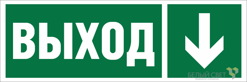 Знак безопасности BL-3511B.E29 "Направление к эвакуационному выходу вниз" Белый Свет a29217