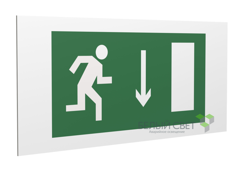 Знак безопасности PS-36164.E09 "Указ. двери эвакуац. выхода (прав.)" Белый Свет a28681