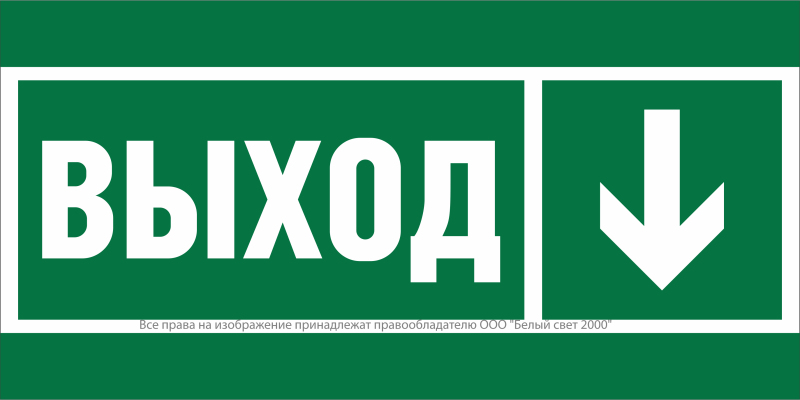 Знак безопасности BL-3517.E29 "Направление к эвакуационному выходу вниз" Белый Свет a30101