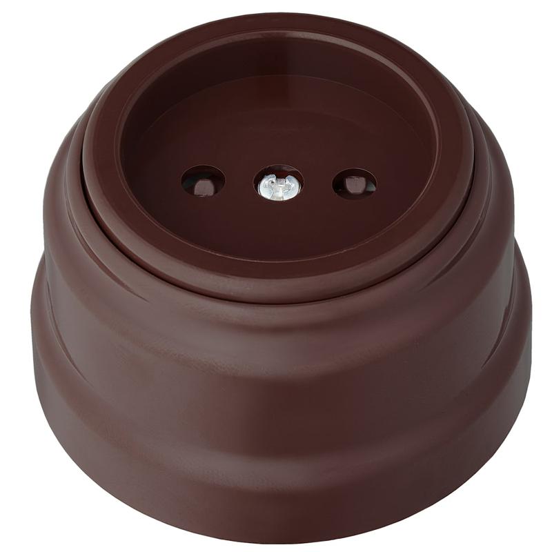 Розетка 1-м ОП РЕТРО 16А без заземл. со шторками Bylectrica РА16-0205 шоколад