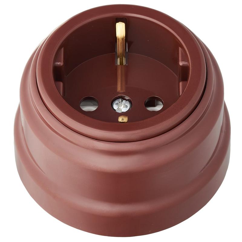 Розетка 1-м ОП РЕТРО 16А с заземл. Bylectrica РА16-0202 коричневый