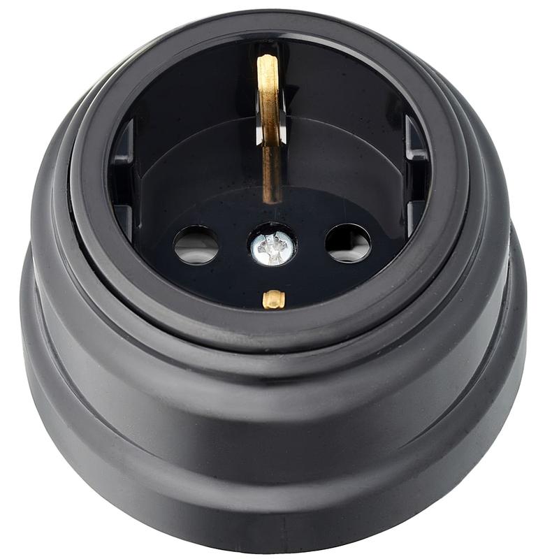 Розетка 1-м ОП РЕТРО 16А с заземл. Bylectrica РА16-0202 черный