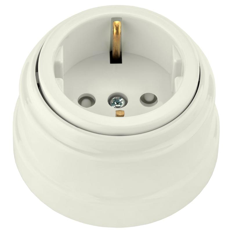 Розетка 1-м ОП РЕТРО 16А с заземл. со шторками Bylectrica РА16-0206 бежевый