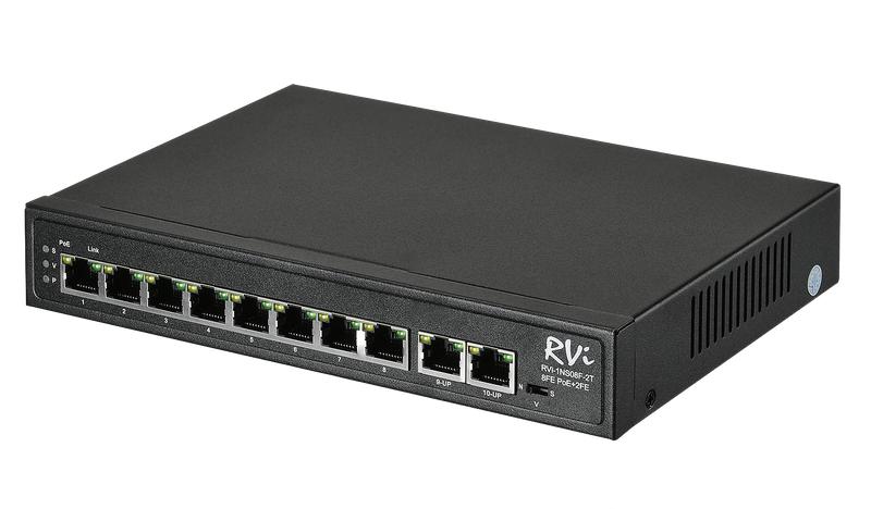 Коммутатор сетевой с 8 PoE-портам Rvi RVi-1NS08F-2T