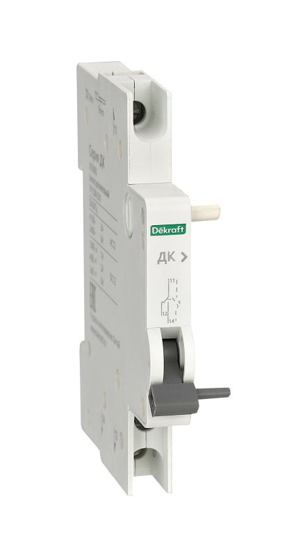 Контакт дополнительный ДК-201 AC-12: Ue/Ie:AC415В/3А AC240В/6А; DC-12: Ue/Ie:DC130В/1А DC48В/2А DC24В/6А DEKraft 18126DEK