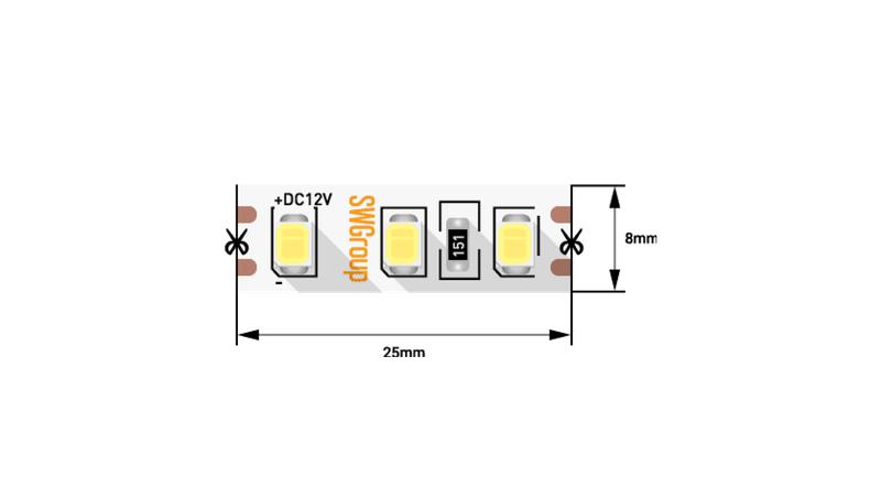 Лента светодиодная стандарт 2835 120 LED/м 9.6Вт/м нейтр. бел. 12В IP20 (уп.5м) SWG Standard 00-00007264