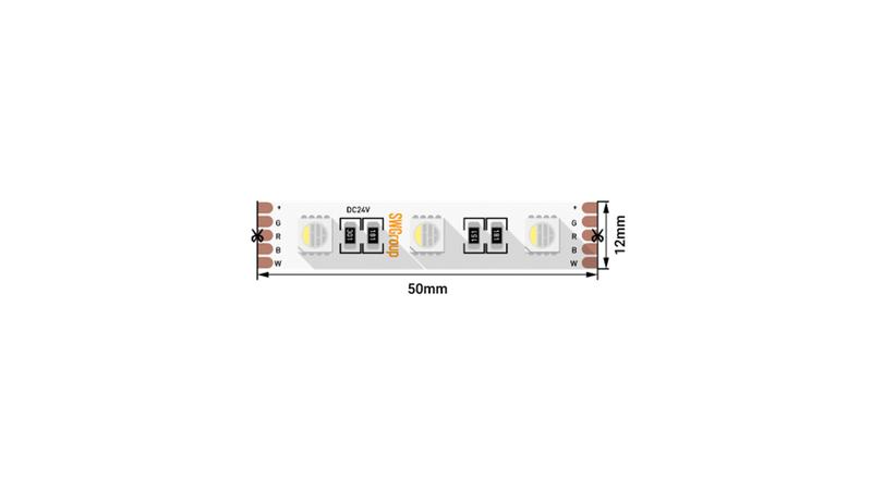 Лента светодиодная стандарт 5050 60LED/м 19.2Вт/м RGB + тепл. бел. 24В IP20 (уп.5м) SWG Standard 00-00018658