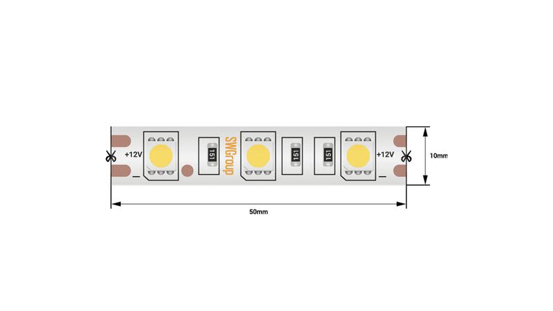 Лента светодиодная стандарт 5050 60LED/м 14.4Вт/м тепл. бел. 12В IP68 со скотчем 3М (уп.5м) SWG Standard 00-00009269