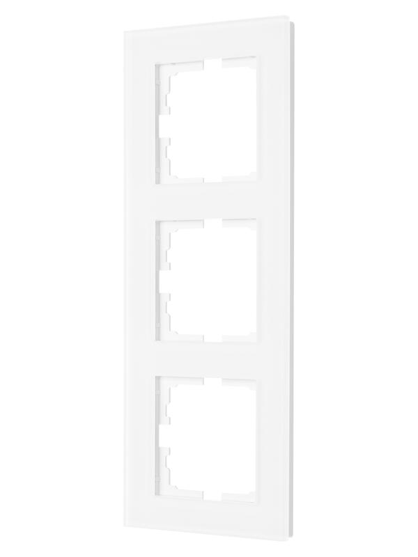 Рамка 3-местн. вертик. VESNA стекло бел. матов. LEZARD 742-5380-153