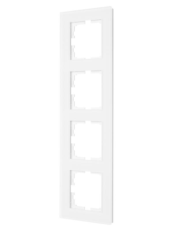 Рамка 4-местн. вертик. VESNA стекло бел. матов. LEZARD 742-5380-154