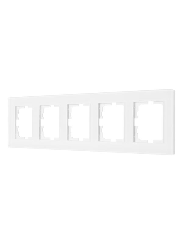 Рамка 5-местн. гориз. VESNA стекло бел. LEZARD 742-5480-150