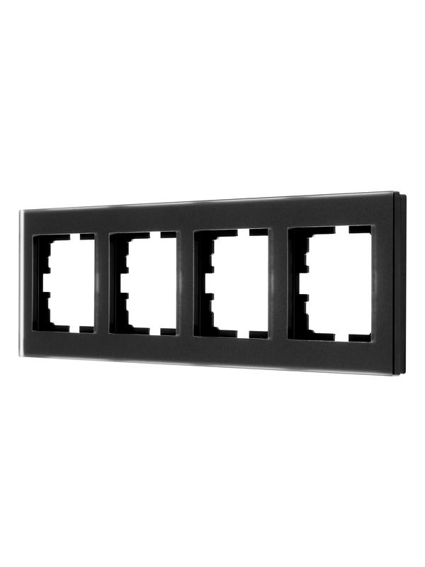 Рамка 4-местн. гориз. VESNA стекло черн. матов. LEZARD 742-5980-149