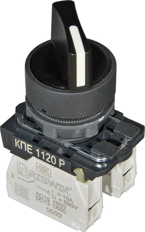 Переключатель КПЕ-1120-Р УХЛ3 2НО+НЗ 10А IP40 рукоятка на 2 положения с фиксацией d посадочного отверст. 22мм черн. ЭЛЬКОМ A8012-79689292