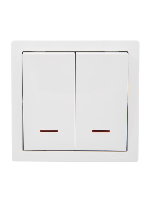 Выключатель 2-кл. ОП LETO с индикацией бел. LEZARD 752-0200-112