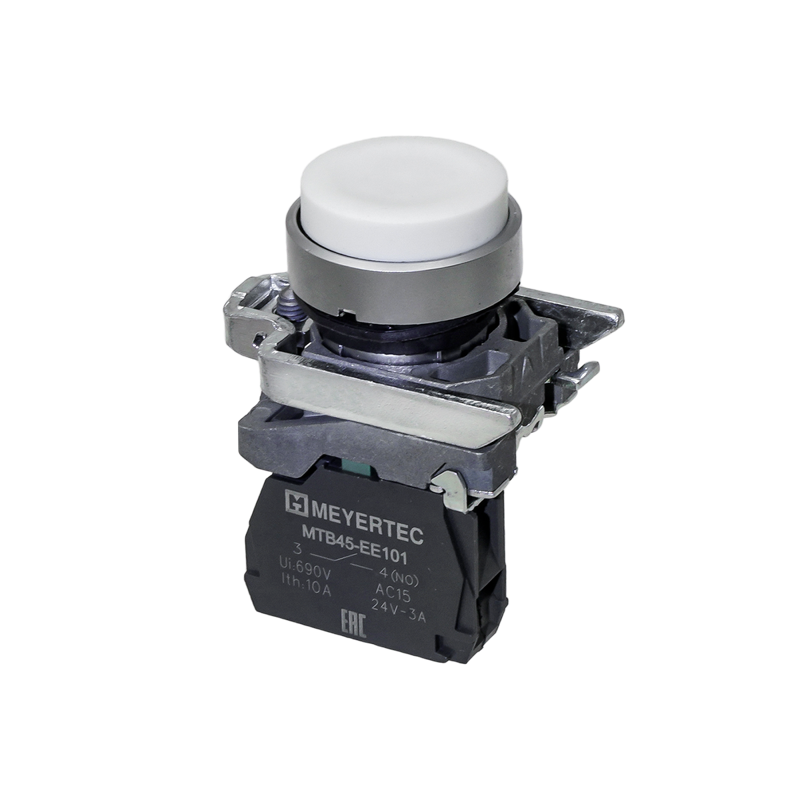 Кнопка выступающая 1NO IP65 металл MTB4-BL11 бел. ОВЕН 137129