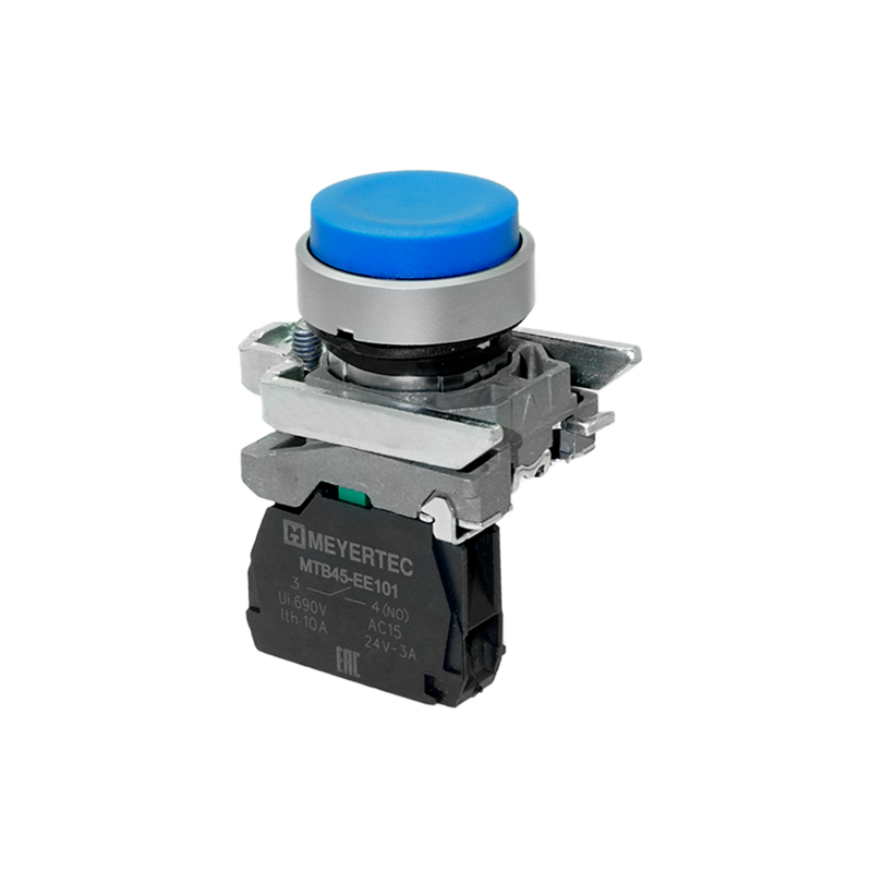 Кнопка выступающая 1NO IP65 металл MTB4-BL61 син. ОВЕН 137134