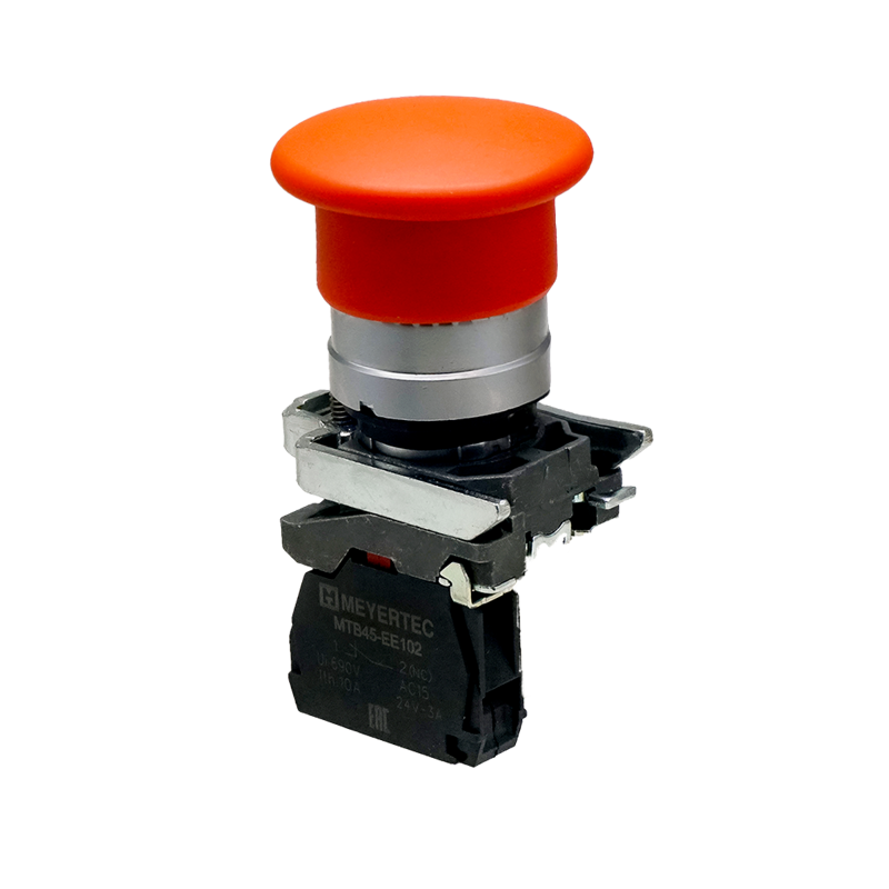 Кнопка грибовидная 40мм пружиный возврат 1NС IP65 металл MTB4-BC42 красн. ОВЕН 137139