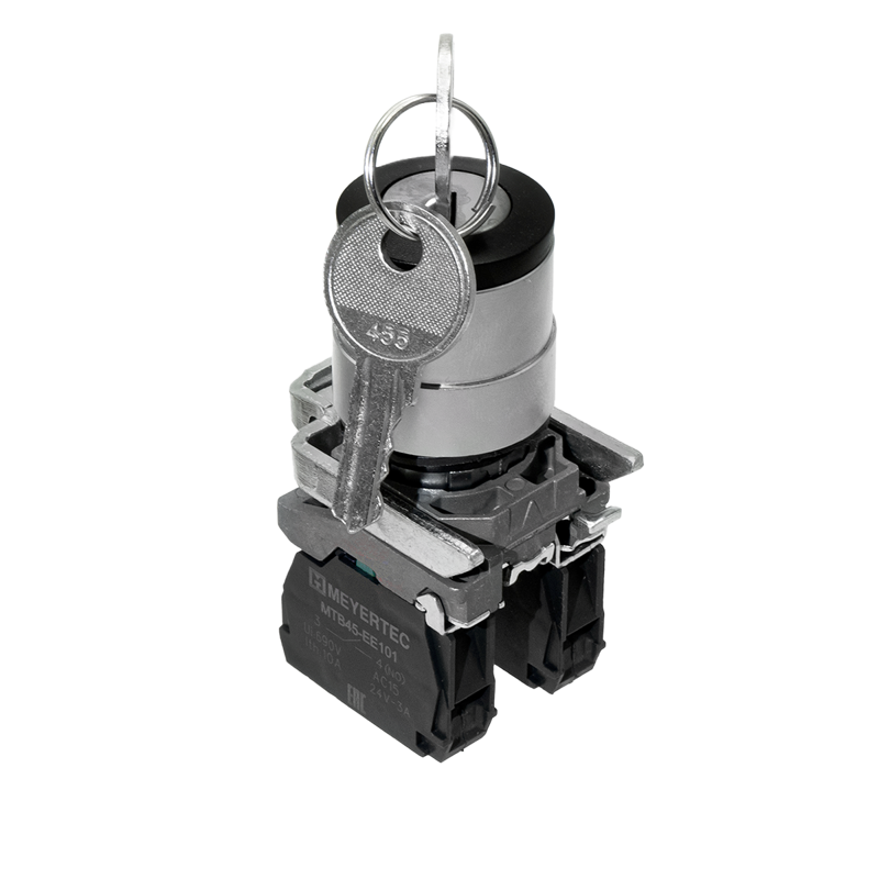 Переключатель с ключом на 3 положения с фиксацией 1 выемка в центре 2NO IP65 металл MTB4-BG33 ОВЕН 137152