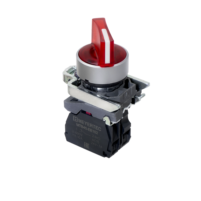 Переключатель на 2 положения с фиксацией и подсветкой 1NС 24В AC/DC IP65 металл MTB4-BK24721 красн. ОВЕН 137176