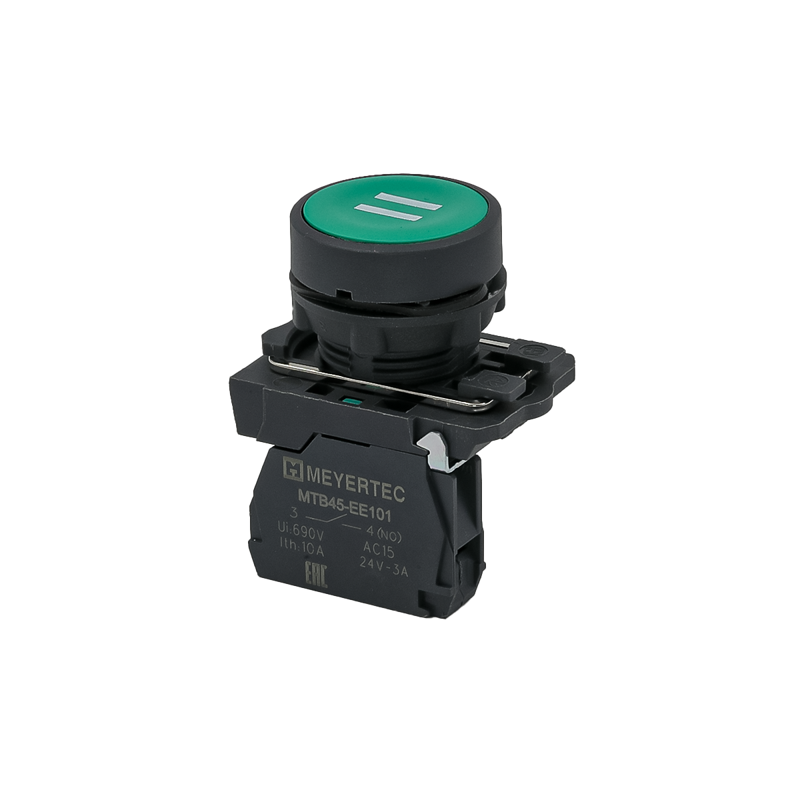 Кнопка плоская маркировка "II" 1NO IP65 пластик MTB5-AA31541 зел. ОВЕН 137240