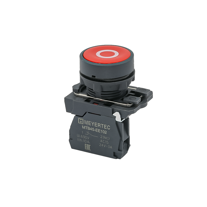 Кнопка плоская маркировка "O" 1NС IP65 пластик MTB5-AA41582 красн. ОВЕН 137241